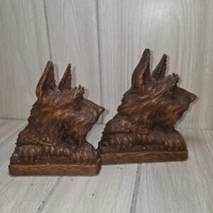 Vtg 60s- 70s Wood Scotty Dog Bookends Anthropomorphic Scottish Terrier MCM  Read
